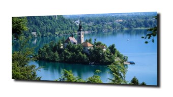 obraz na szkle Widok na zamek na Jeziorze
