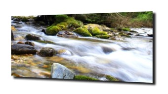 obraz na szkle Panorama na potok górski =