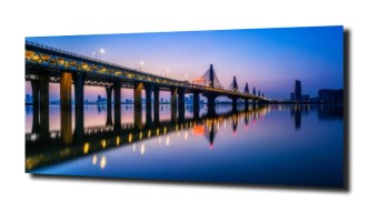 obraz na szkle, panel szklany Most nocą