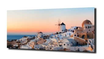 obraz na szkle Panorama Santorini duża
