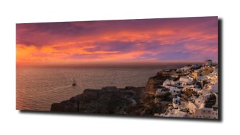 obraz na szkle Panorama na Santorini