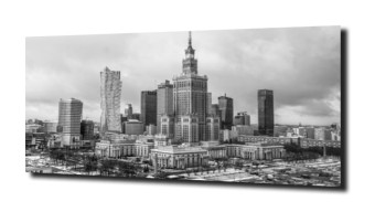 obraz na szkle Warszawa czarno-biała