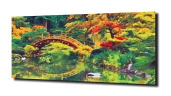 obraz na szkle Mostek krajobraz park
