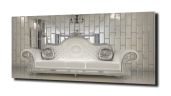 obraz na szkle Sofa glamour lustro