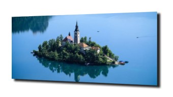 obraz na szkle Zamek jezioro niebo