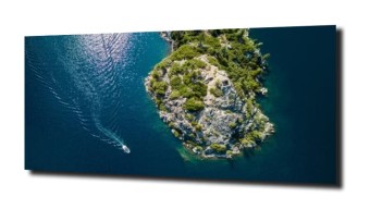 obraz na szkle Statek wyspa ocean