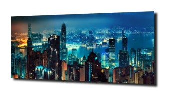obraz na szkle Hong Kong nocą