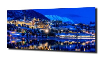 panel szklany Zimowa noc w Szwajcaria