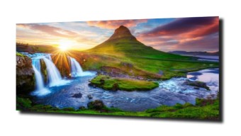 obraz na szkle Wodospad Kirkjufell-Islandia