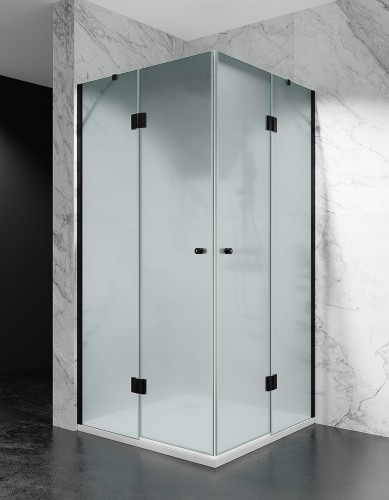 kabina-prysznicowa-uchylna-8-mm-dv-2000-czarny-mat-szklo-mrozone