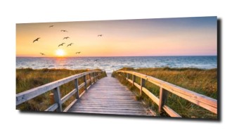 obraz na szkle, panel szklany Most na plaży
