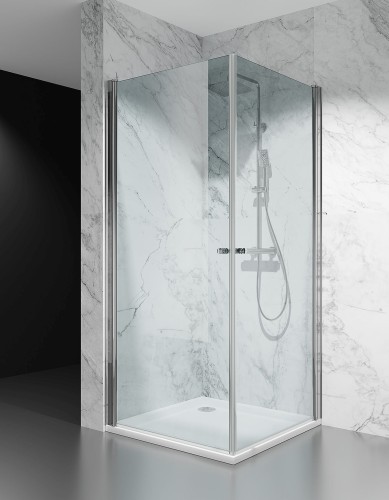kabina prysznicowa z brodzikiem wahadłowa DV4000 okucia stalowe szkło transparentne