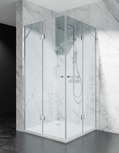 kabina prysznicowa z brodzikiem uchylna DV2000 okucia stalowe szkło transparentne