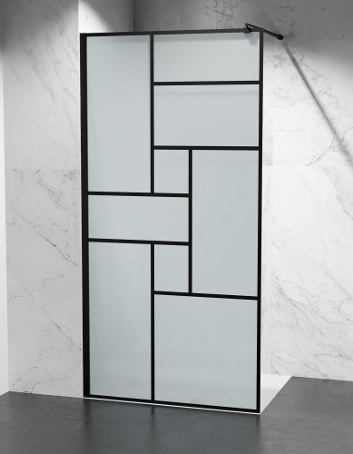 czarne-szprosy-szyba-prysznicowa-walk-in-cubic-szklo-mrozone-zdjecie-1-szklana-lazienka