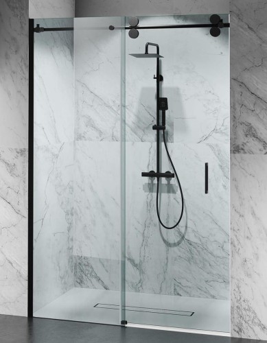 drzwi-prysznicowe-przesuwne-d30-exclusive-okucia-czarny-mat-szklo-transparentne