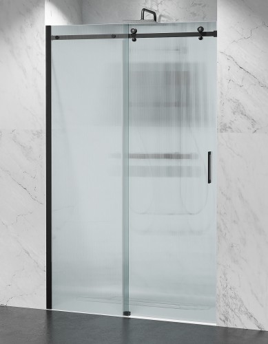 drzwi prysznicowe przesuwne D20 ryflowane czarny mat zdjecie 1 szklana lazienka