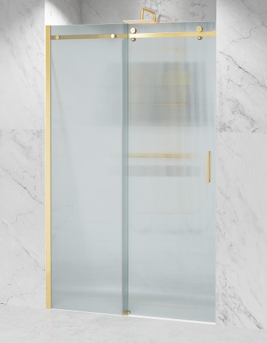 drzwi prysznicowe przesuwne D20 ryflowane zloty mat zdjecie 1 szklana lazienka