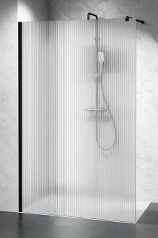 Ścianka prysznicowa Walk-In Czarny Mat Ryflowana 
