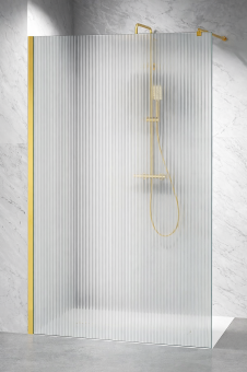 Ścianka prysznicowa Walk-In Złoty Połysk Ryflowana 