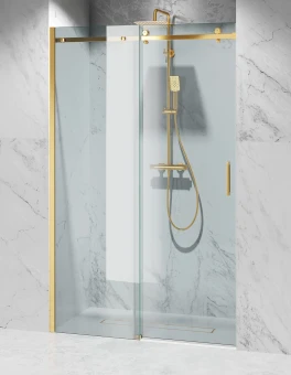 Drzwi Prysznicowe Przesuwne 8mm D20 Złoty Połysk okucia 