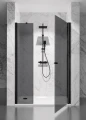 zabudowa wneki drzwi prysznicowe uchylne jednostronne D1300d czarny mat szklo grafitowe zdjecie 3 szklana lazienka